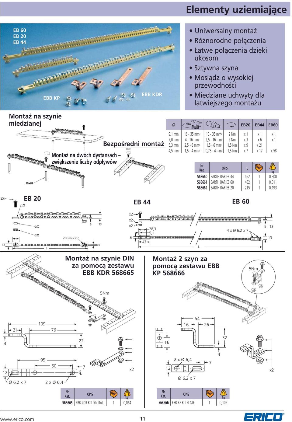 3 x x 1 5,3 2,5-2 1,5-2 1,5 Nm x x 21 4,5 1,5-4 2 0,5-4 2 1,5 Nm x x 1 x 5 L 50 EARTH BAR EB 44 42 1 0,300 51 EARTH BAR EB 0 42 1 0,311 52 EARTH BAR EB 20 215 1 0,13 2X 1X EB 20 EB 44 EB 0 12 2X 2X L