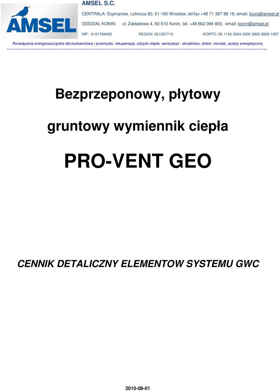 PRO-VENT GEO CENNIK