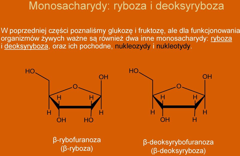 również dwa inne monosacharydy: ryboza i deoksyryboza, oraz ich pochodne,