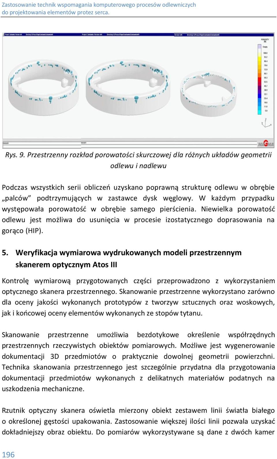 zastawce dysk węglowy. W każdym przypadku występowała porowatość w obrębie samego pierścienia.