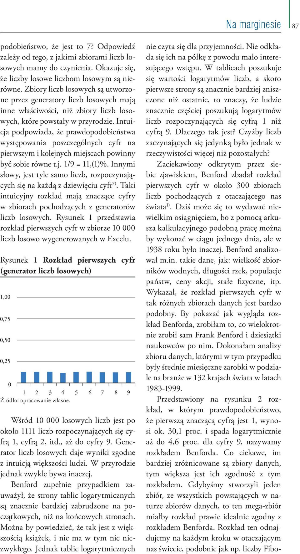 rozpoczynających się cyfrą 1 niż cyfrą 9. Dlaczego tak jest? Czyżby liczb zaczynających się jedynką było jednak w rzeczywistości więcej niż pozostałych?