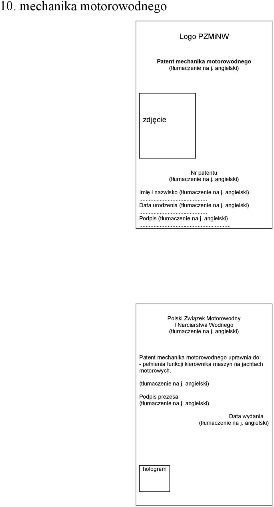 .. I Narciarstwa Wodnego Patent mechanika motorowodnego