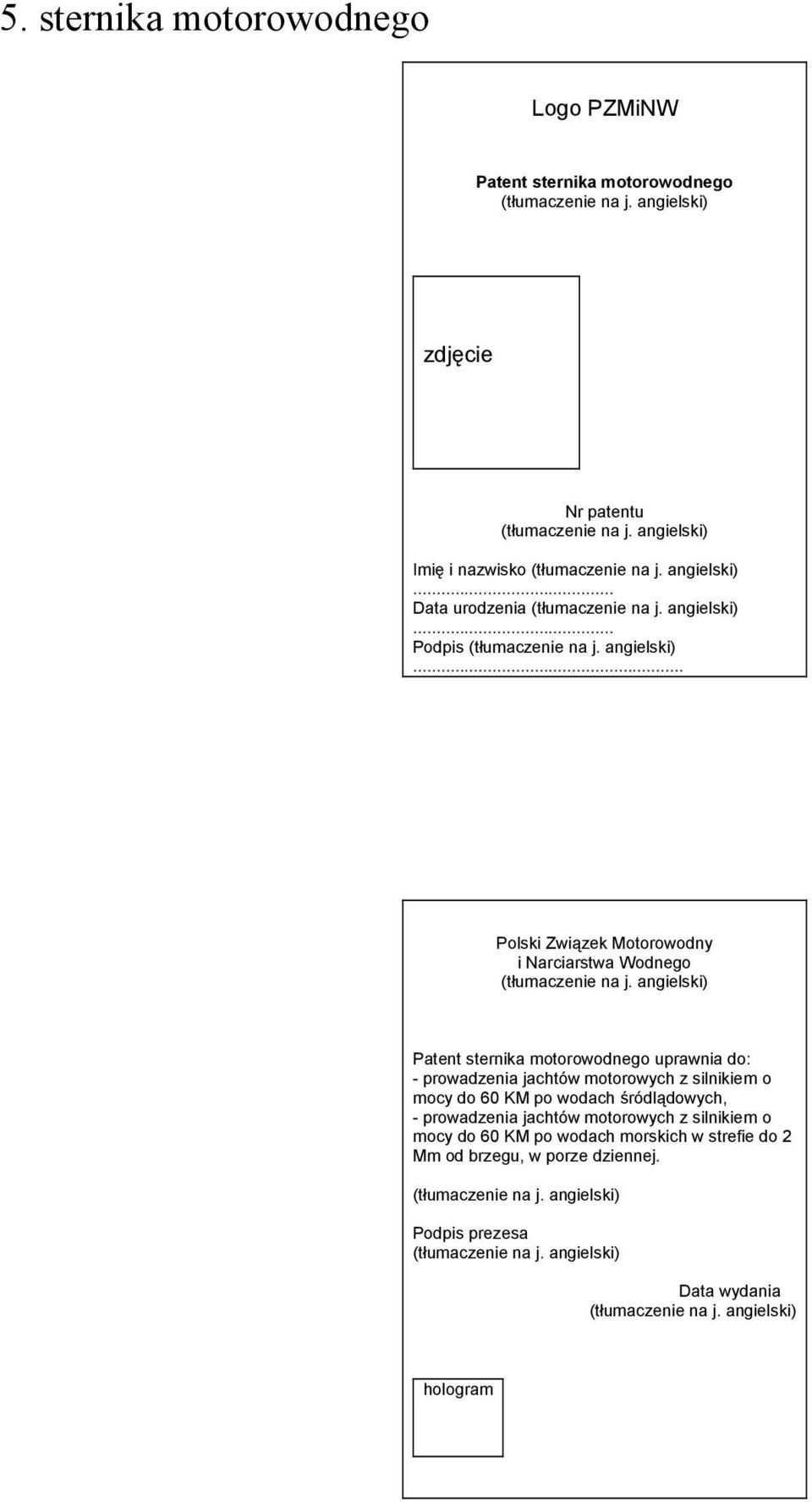 .. i Narciarstwa Wodnego Patent sternika motorowodnego uprawnia do: - prowadzenia jachtów