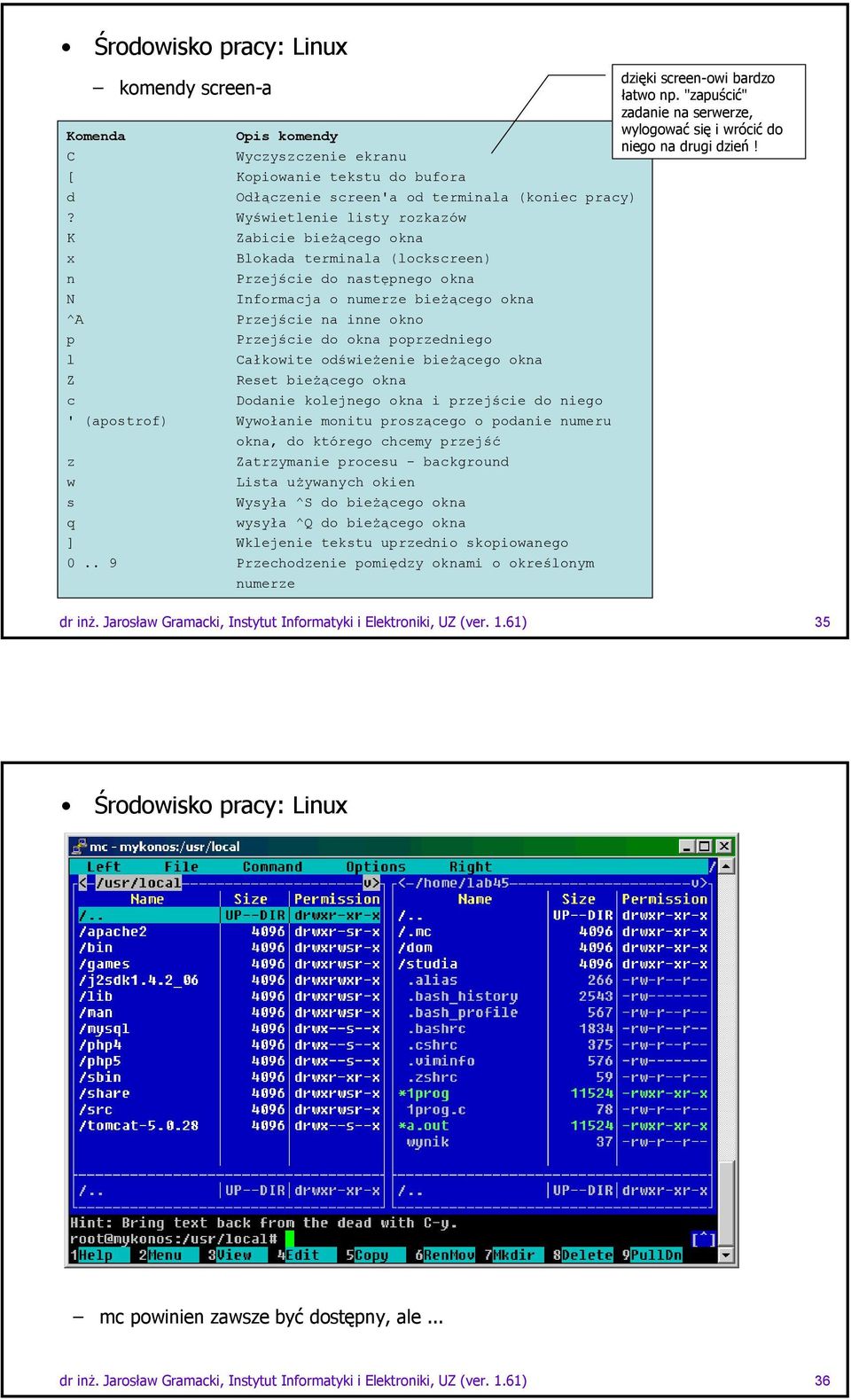 okna poprzedniego l Całkowite odświeŝenie bieŝącego okna Z Reset bieŝącego okna c Dodanie kolejnego okna i przejście do niego ' (apostrof) Wywołanie monitu proszącego o podanie numeru okna, do