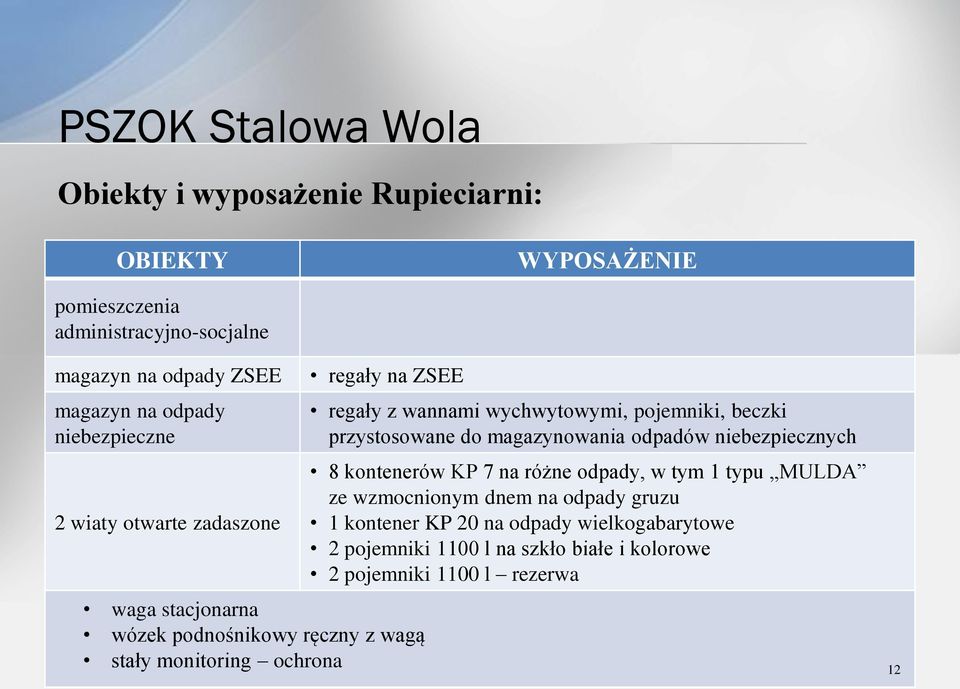 wannami wychwytowymi, pojemniki, beczki przystosowane do magazynowania odpadów niebezpiecznych 8 kontenerów KP 7 na różne odpady, w tym 1 typu