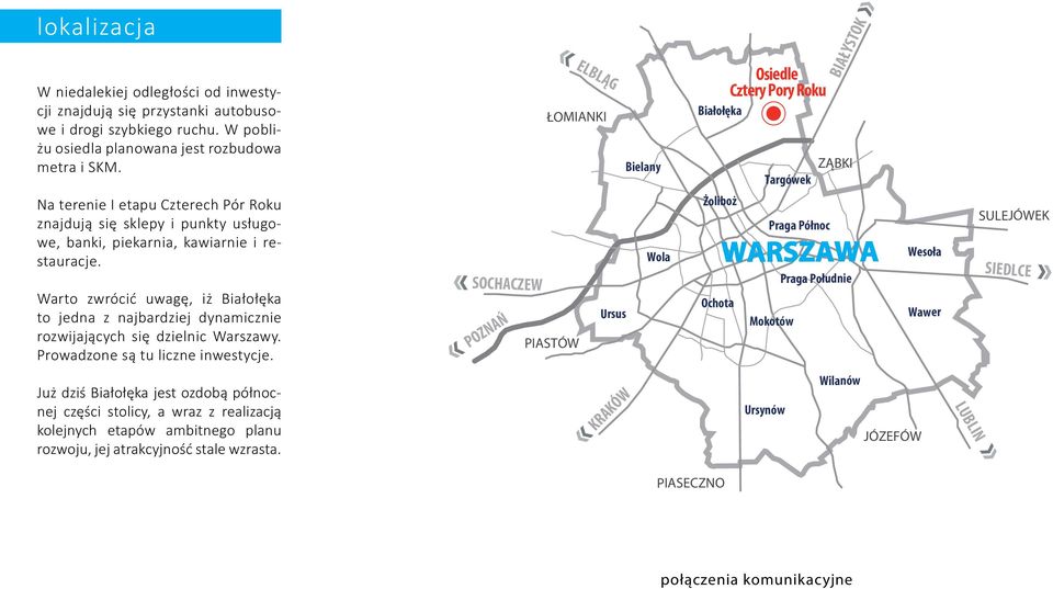 Warto zwrócić uwagę, iż Białołęka to jedna z najbardziej dynamicznie rozwijających się dzielnic Warszawy. Prowadzone są tu liczne inwestycje.