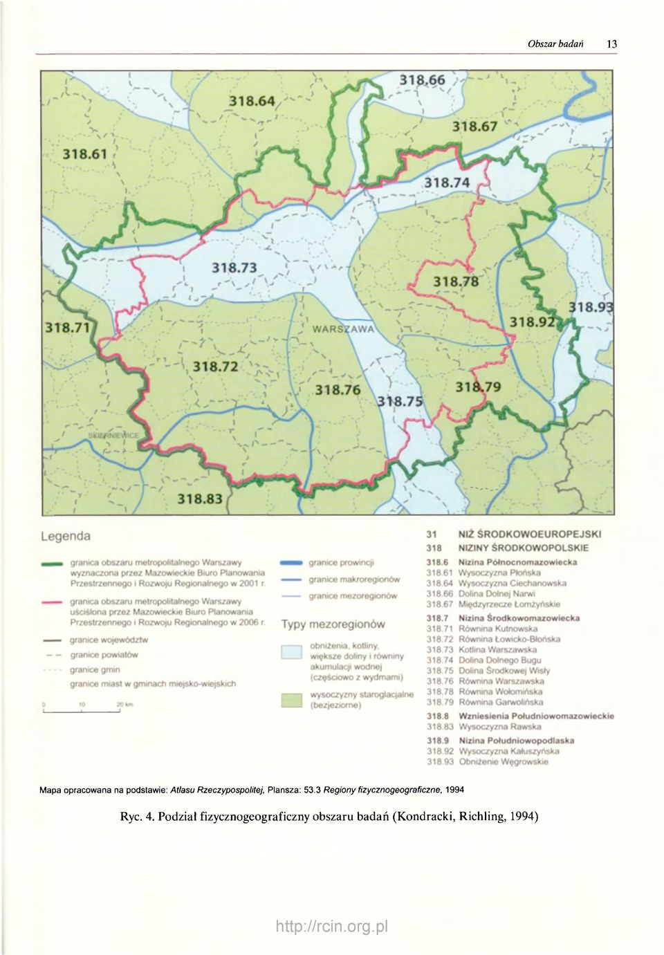 3 Regiony fizycznogeograficzne, 1994 Ryc. 4.