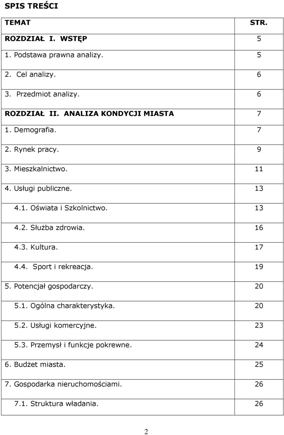 13 4.2. Służba zdrowia. 16 4.3. Kultura. 17 4.4. Sport i rekreacja. 19 5. Potencjał gospodarczy. 20 5.1. Ogólna charakterystyka. 20 5.2. Usługi komercyjne.