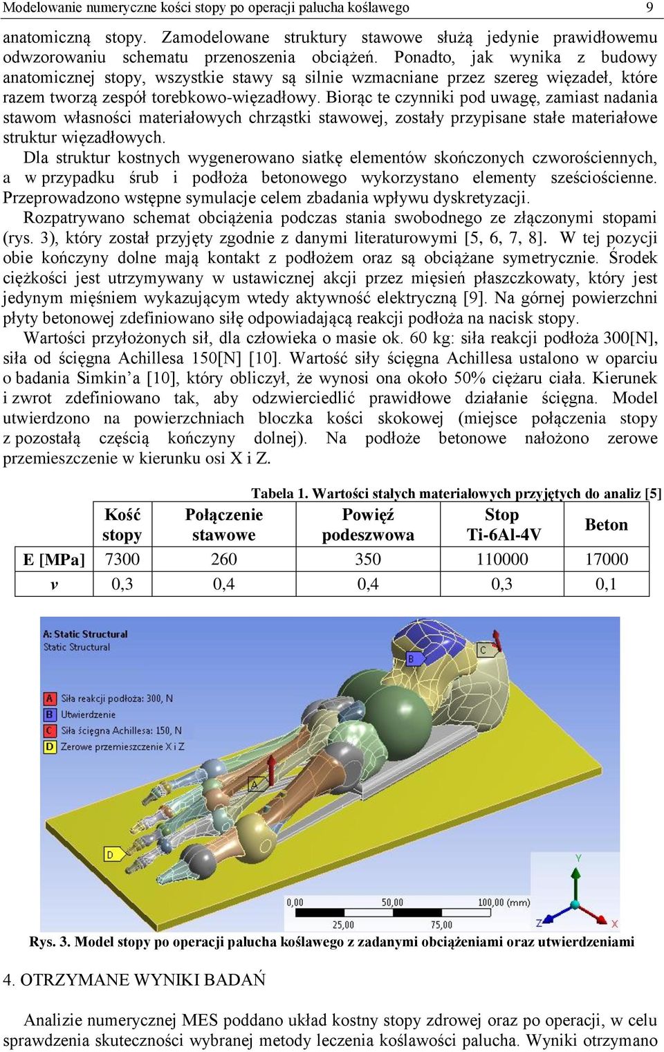 Biorąc te czynniki pod uwagę, zamiast nadania stawom własności materiałowych chrząstki stawowej, zostały przypisane stałe materiałowe struktur więzadłowych.