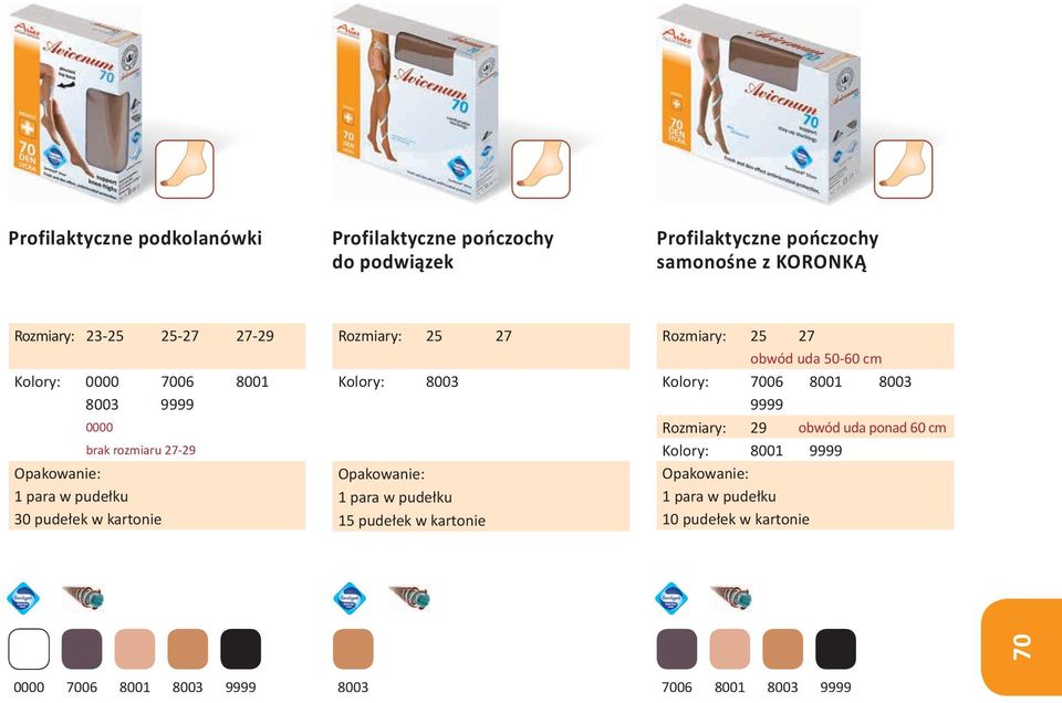 Rozmiary: 25 27 Kolory: 8003 15 pudełek w kartonie Rozmiary: 25 27 obwód uda 50-60 cm Kolory: 7006 8001 8003 9999