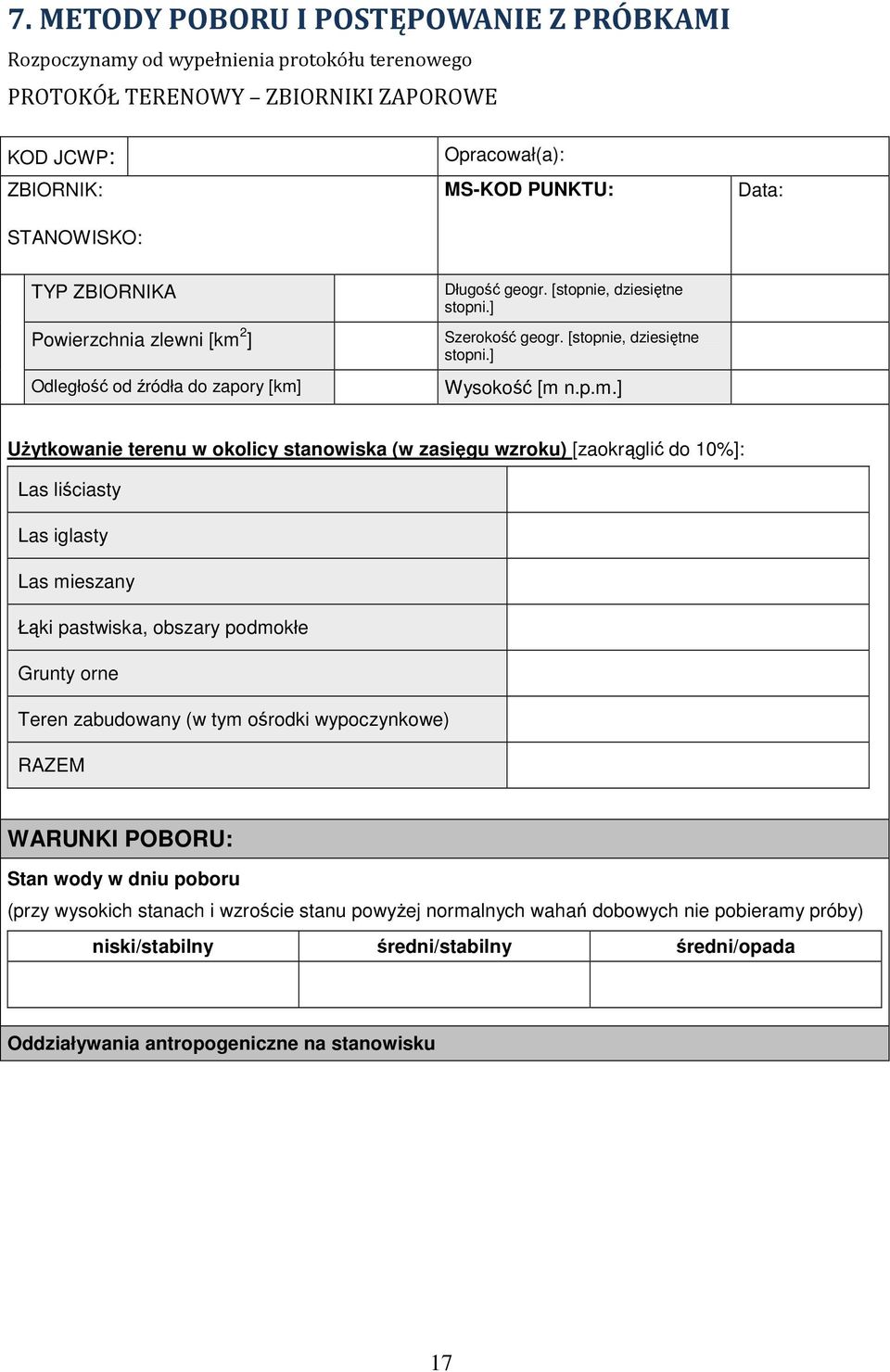 2 ] Odległość od źródła do zapory [km]