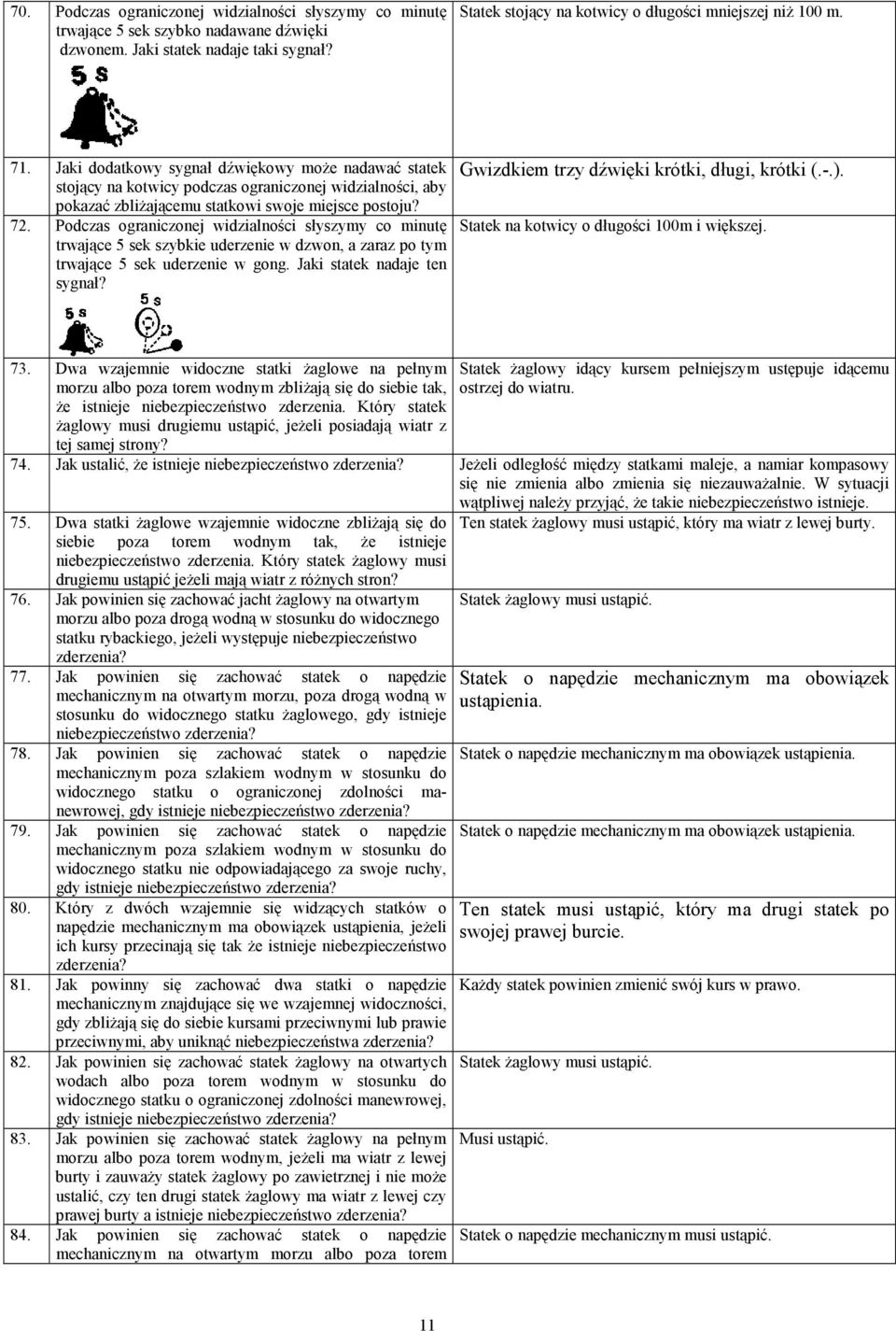 Podczas ograniczonej widzialności słyszymy co minutę trwające 5 sek szybkie uderzenie w dzwon, a zaraz po tym trwające 5 sek uderzenie w gong. Jaki statek nadaje ten sygnał?