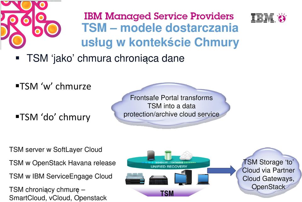 server w SoftLayer Cloud TSM w OpenStack Havana release TSM w IBM ServiceEngage Cloud TSM