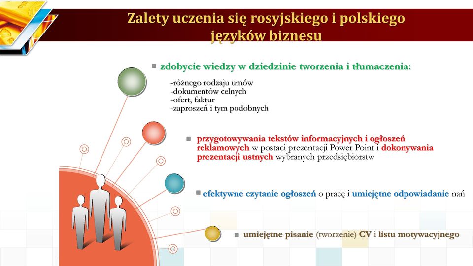 informacyjnych i ogłoszeń reklamowych w postaci prezentacji Power Point i dokonywania prezentacji ustnych wybranych