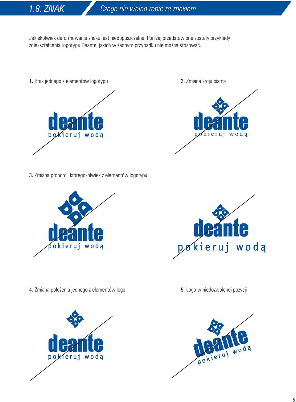 można stosować. 1. Brak jednego z elementów logotypu 2. Zmiana kroju pisma pokieruj wodą 3.