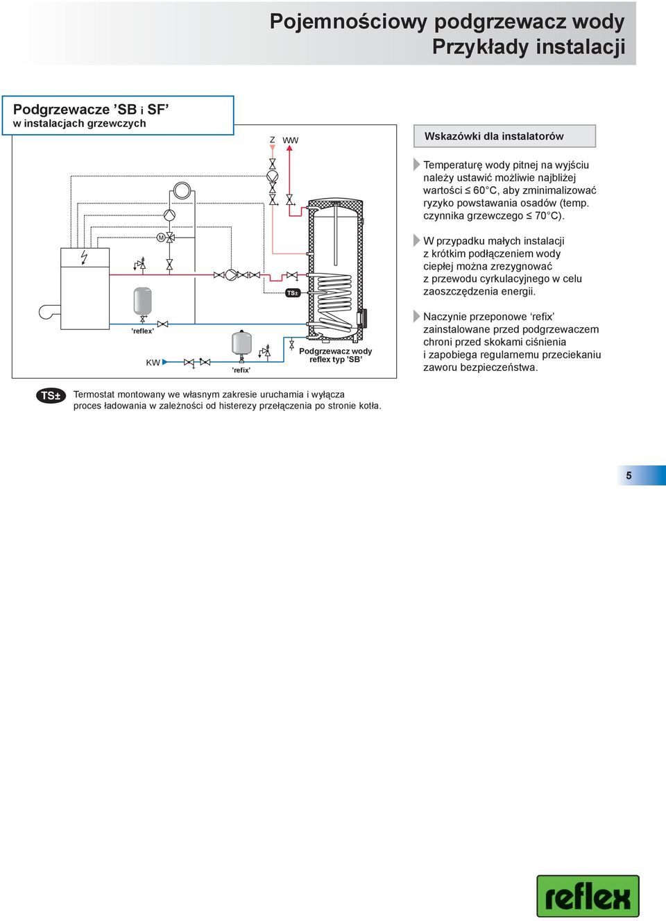 W przypadku małych instalacji z krótkim podłączeniem wody ciepłej można zrezygnować z przewodu cyrkulacyjnego w celu zaoszczędzenia energii.