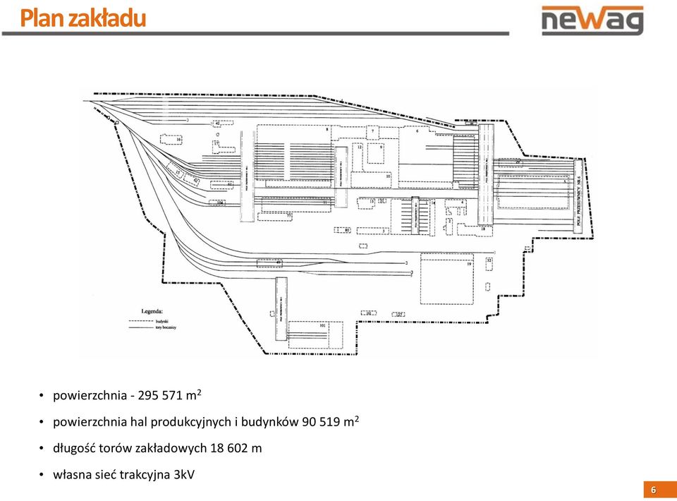 budynków 90 519 m 2 długość torów