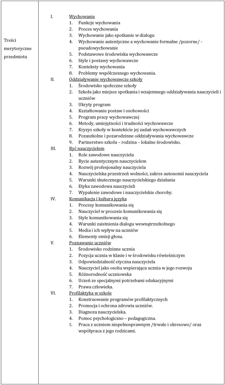 Szkoła jako miejsce spotkania i wzajemnego oddziaływania nauczycieli i uczniów 3. Ukryty program 4. Kształtowanie postaw i osobowości 5. Program pracy wychowawczej 6.