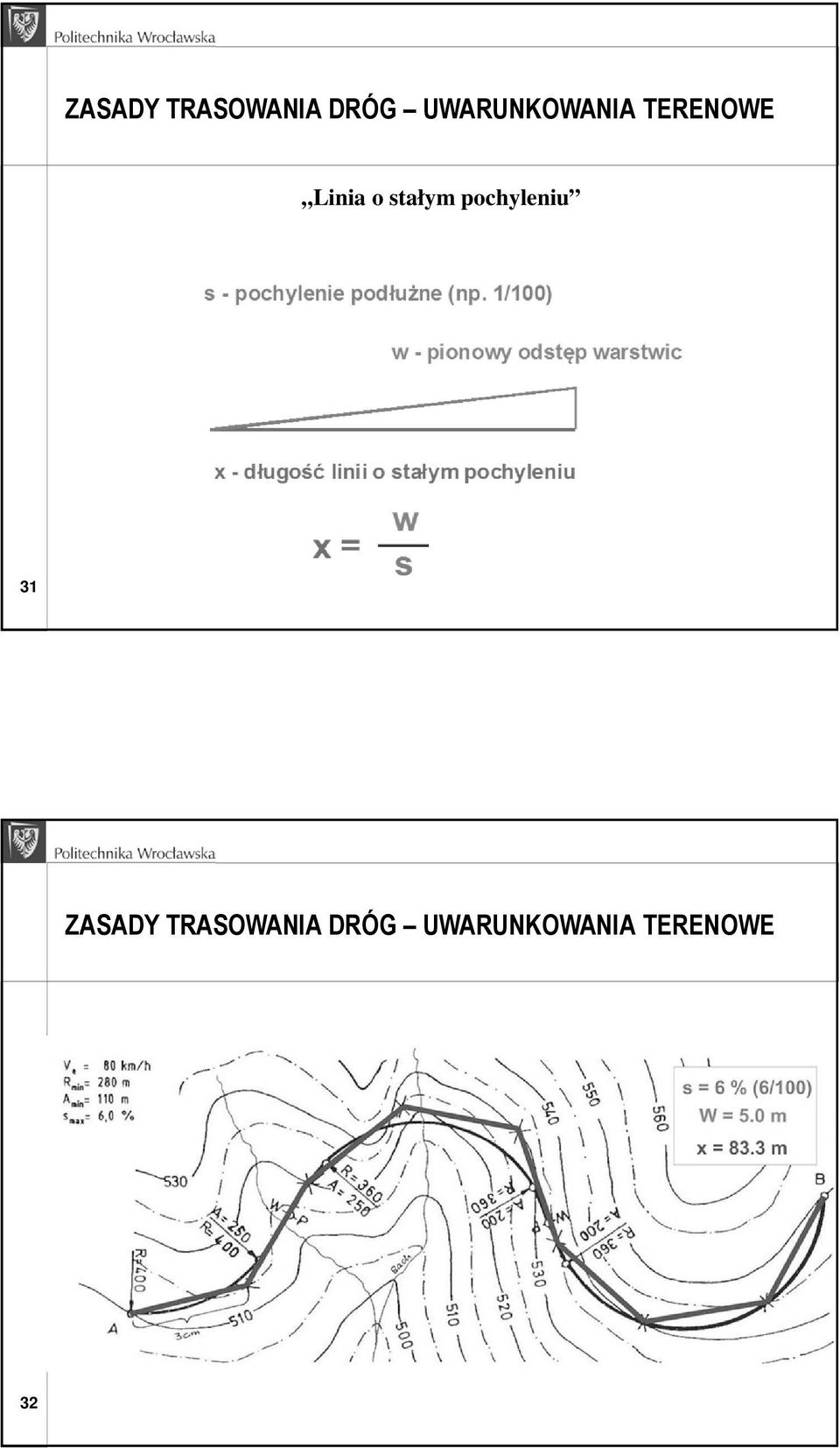 stałym pochyleniu 31 