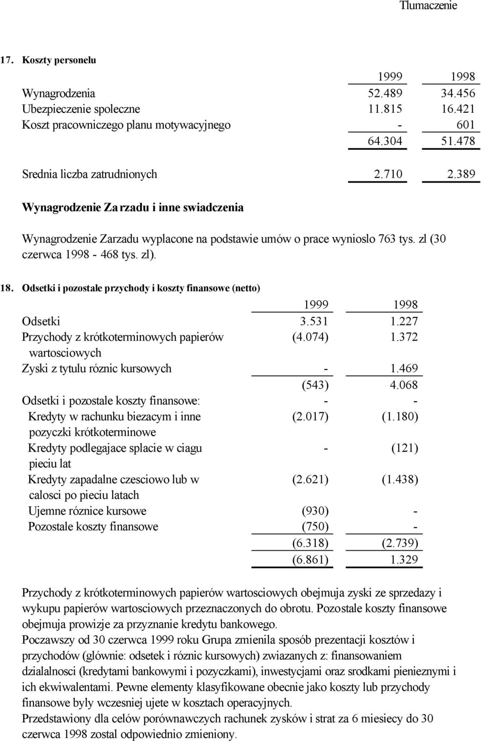 Odsetki i pozostale przychody i koszty finansowe (netto) Odsetki 3.531 1.227 Przychody z krótkoterminowych papierów (4.074) 1.372 wartosciowych Zyski z tytulu róznic kursowych - 1.469 (543) 4.