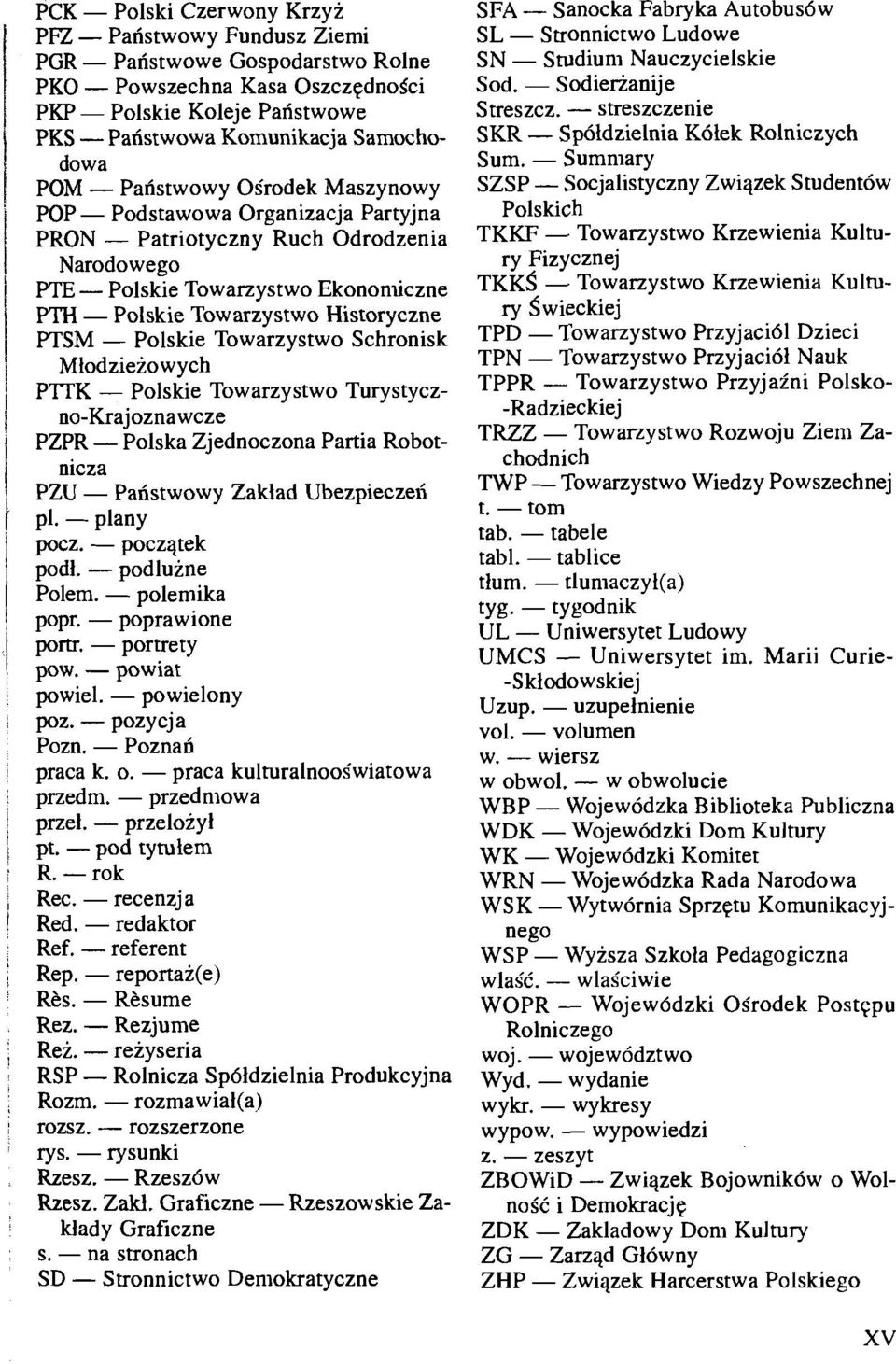 Historyczne PTSM - Polskie Towarzystwo Schronisk Mlodzieiowych P'ITK - Polskie Towarzystwo Turystyczno-Krajoznawcze PZPR - Polska Zjednoczona Partia Robotnicza PZU - Paristwowy Zaklad Ubezpieczeli pl.