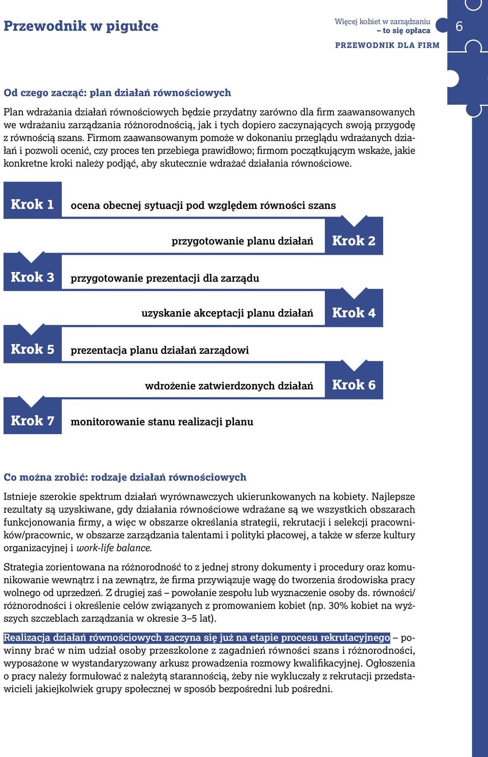 Firmom zaawansowanym pomoże w dokonaniu przeglądu wdrażanych działań i pozwoli ocenić, czy proces ten przebiega prawidłowo; firmom początkującym wskaże, jakie konkretne kroki należy podjąć, aby