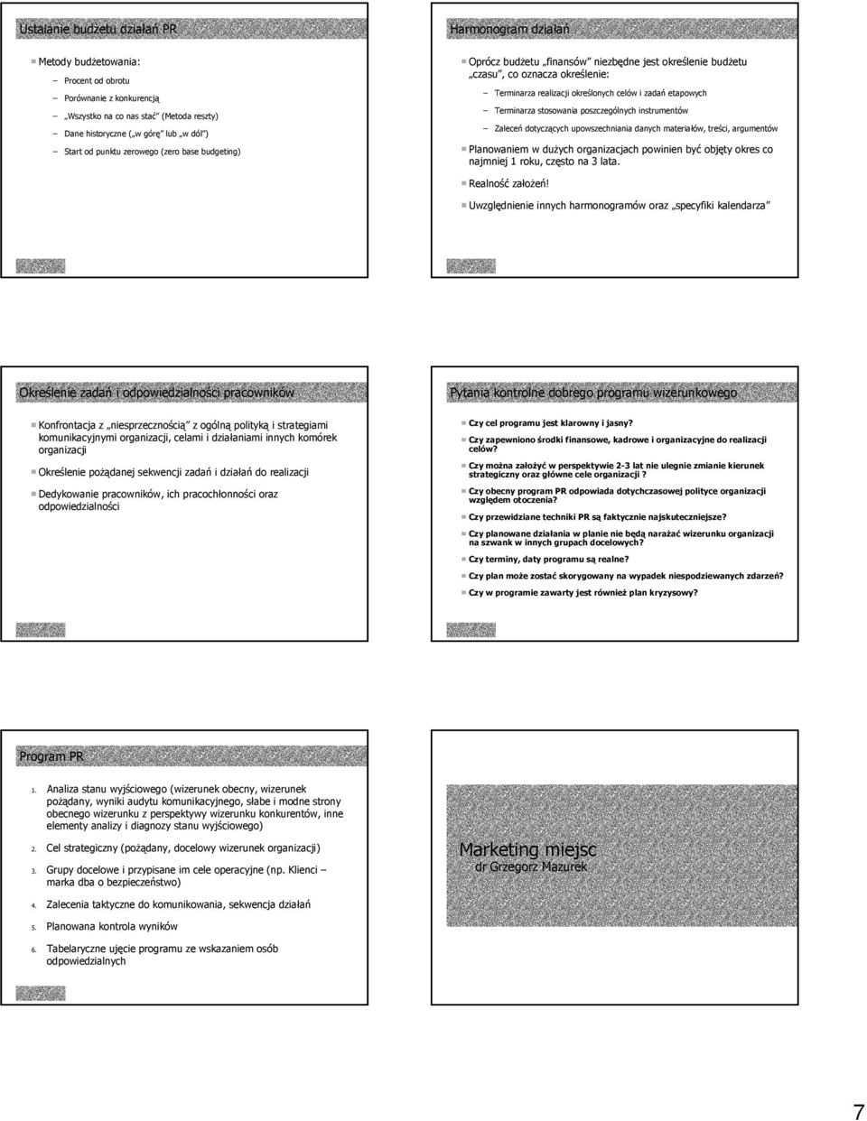 stosowania poszczególnych instrumentów Zaleceń dotyczących upowszechniania danych materiałów, treści, argumentów Planowaniem w dużych organizacjach powinien być objęty okres co najmniej 1 roku,