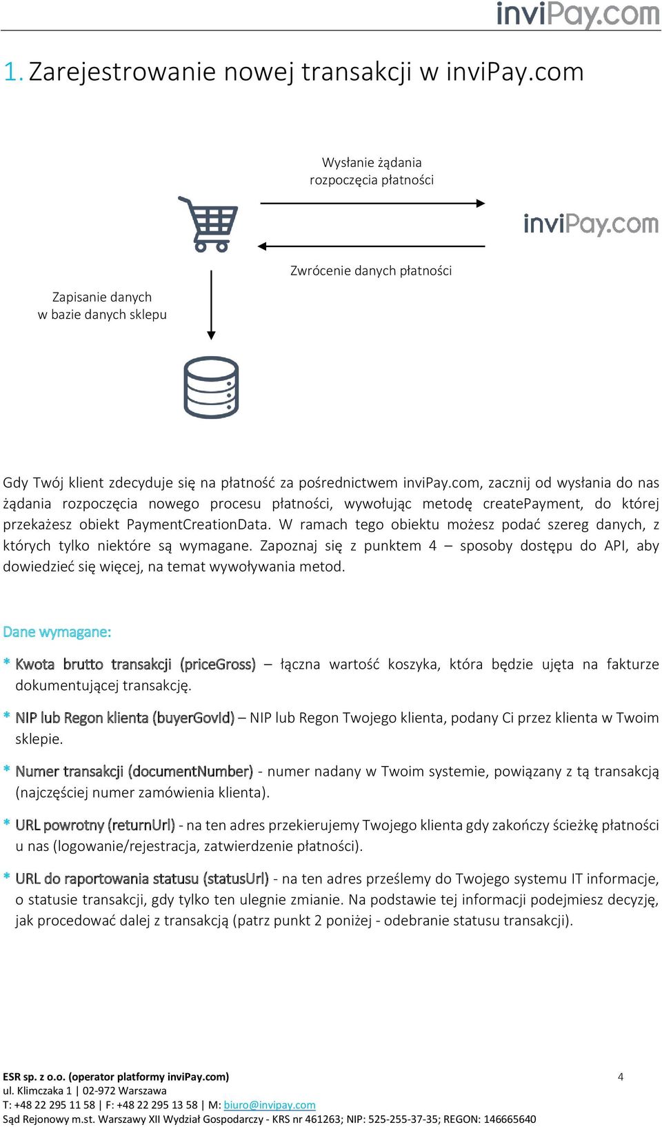 com, zacznij od wysłania do nas żądania rozpoczęcia nowego procesu płatności, wywołując metodę createpayment, do której przekażesz obiekt PaymentCreationData.