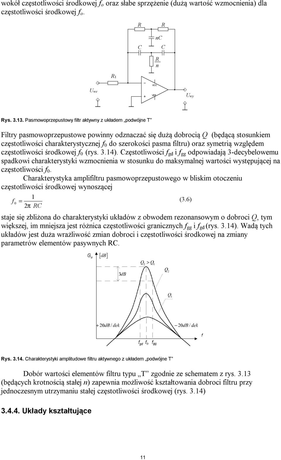 filtru) oraz symetrią względem częstotliwości środkowej f 0 (rys. 3.4).