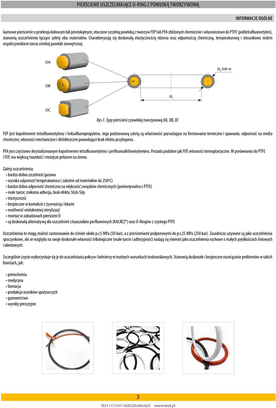 Charakteryzują się doskonałą elastycznością rdzenia oraz odpornością chemiczną, temperaturoą i stosunkoo niskim spółczynnikiem tarcia cienkiej połoki zenętrznej. OA d 2 lub OB d 1 