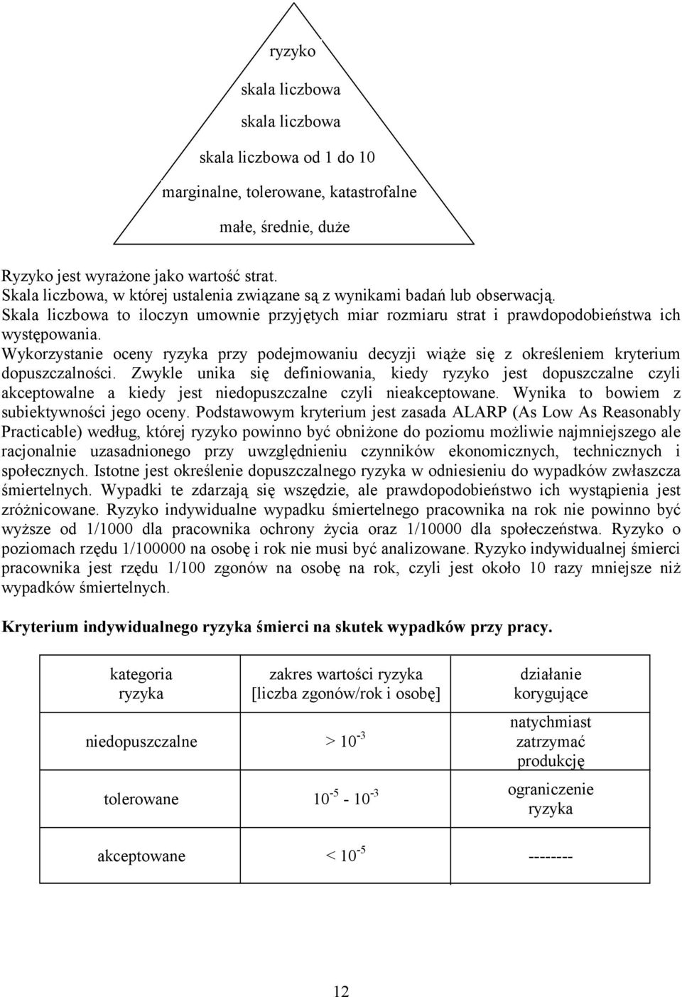 Wykorzystanie oceny ryzyka przy podejmowaniu decyzji wiąże się z określeniem kryterium dopuszczalności.