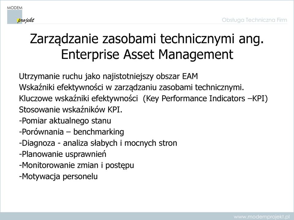 zarządzaniu zasobami technicznymi.