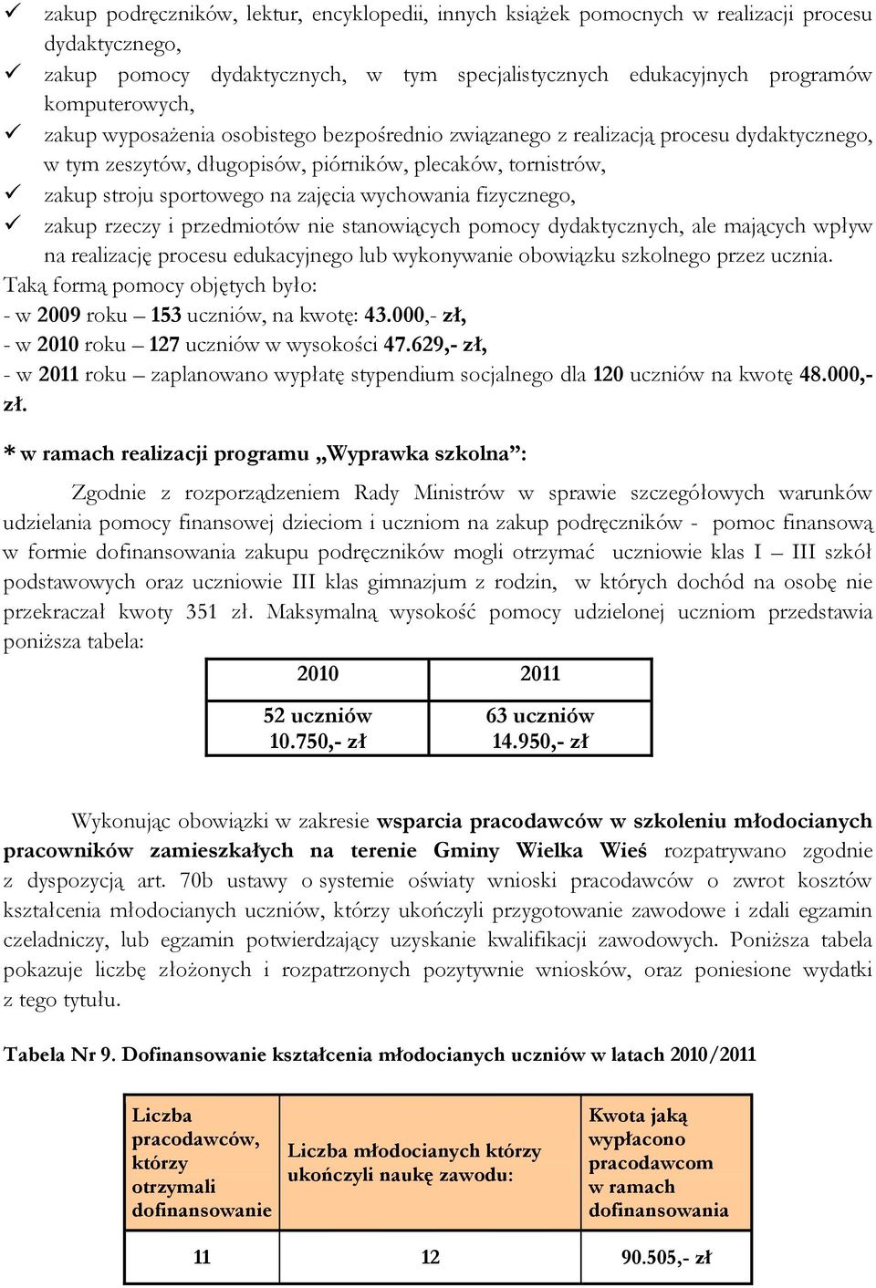 fizycznego, zakup rzeczy i przedmiotów nie stanowiących pomocy dydaktycznych, ale mających wpływ na realizację procesu edukacyjnego lub wykonywanie obowiązku szkolnego przez ucznia.