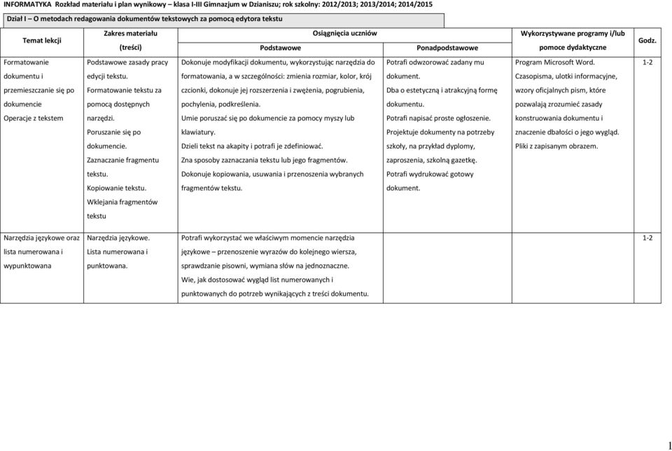 zadany mu Program Microsoft Word. -2 dokumentu i edycji tekstu. formatowania, a w szczególności: zmienia rozmiar, kolor, krój dokument.