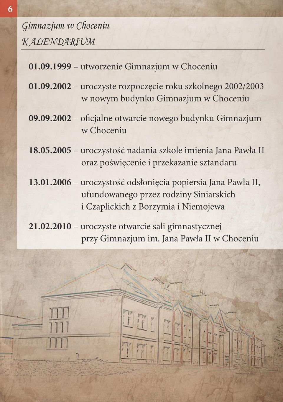 2005 uroczystość nadania szkole imienia Jana Pawła II oraz poświęcenie i przekazanie sztandaru 13.01.