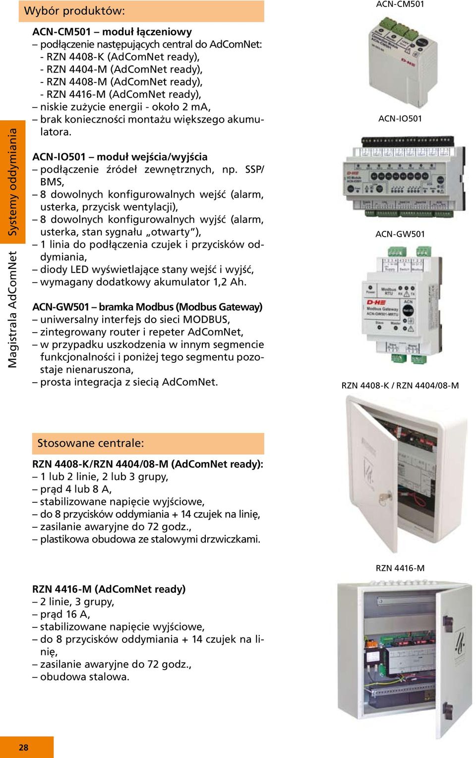 ACN-IO501 moduł wejścia/wyjścia podłączenie źródeł zewnętrznych, np.