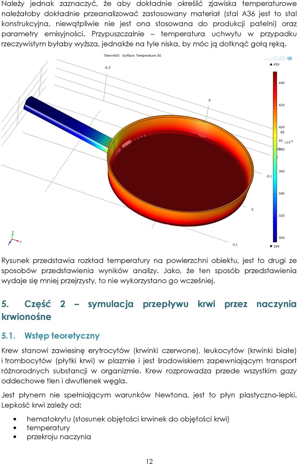 Rysunek przedstawia rozkład temperatury na powierzchni obiektu, jest to drugi ze sposobów przedstawienia wyników analizy.