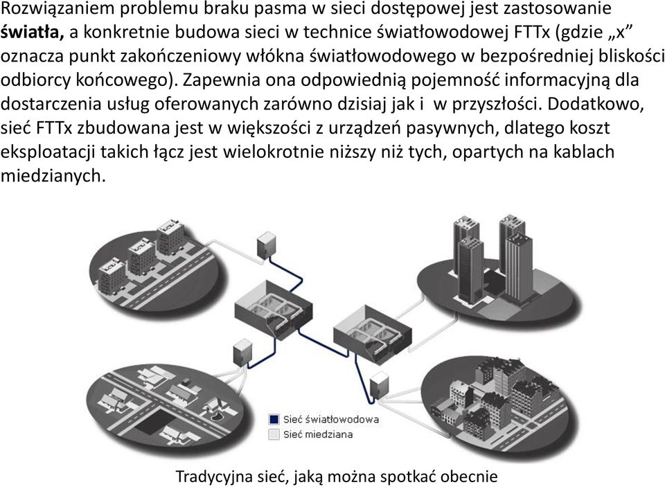 Zapewnia ona odpowiednią pojemność informacyjną dla dostarczenia usług oferowanych zarówno dzisiaj jak i w przyszłości.