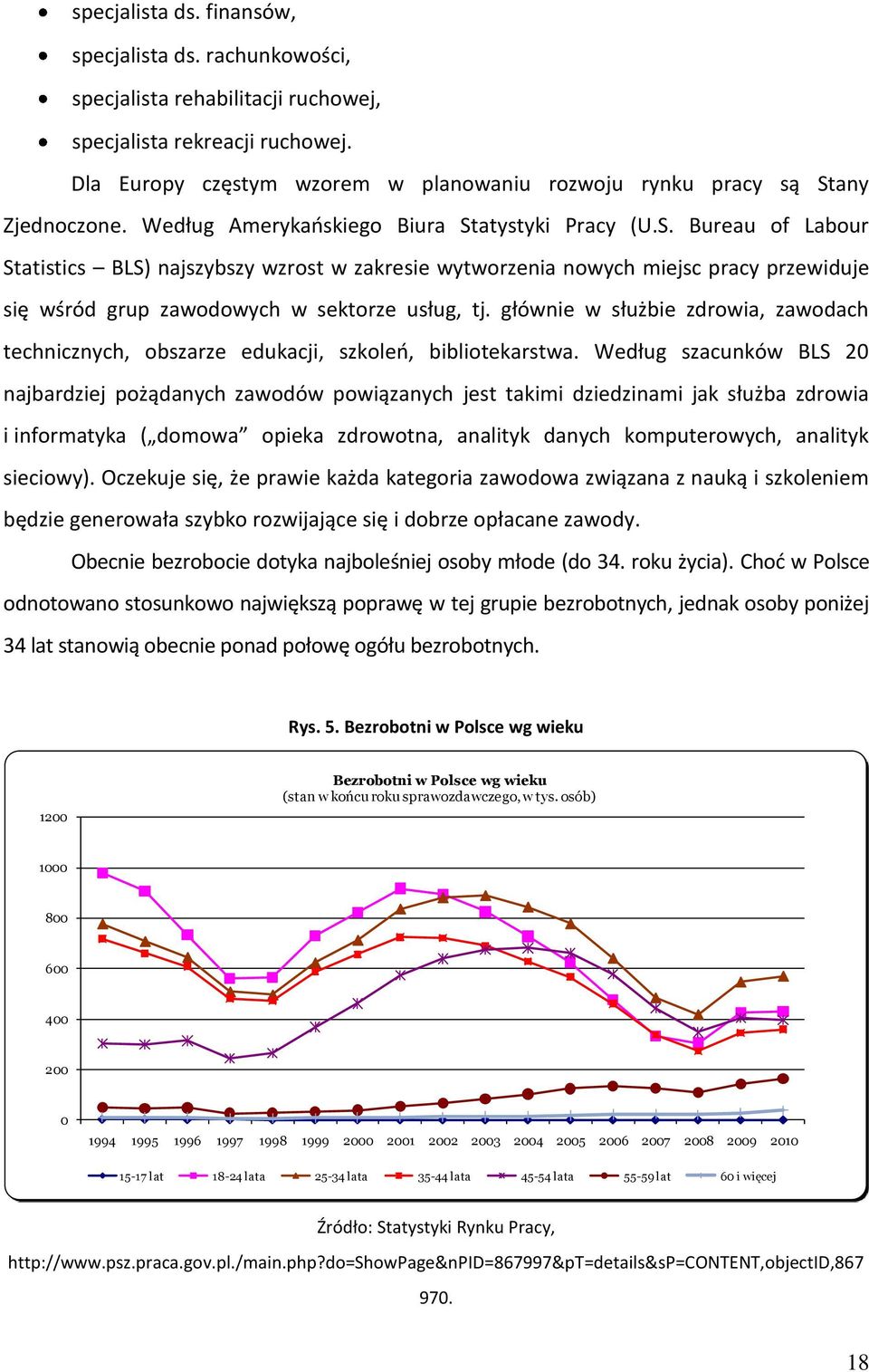 any Zjednoczone. Według Amerykaoskiego Biura Statystyki Pracy (U.S. Bureau of Labour Statistics BLS) najszybszy wzrost w zakresie wytworzenia nowych miejsc pracy przewiduje się wśród grup zawodowych w sektorze usług, tj.