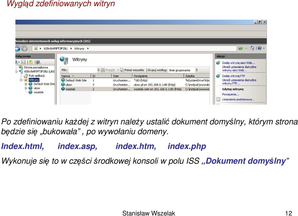 wywołaniu domeny. Index.html, index.asp, index.htm, index.