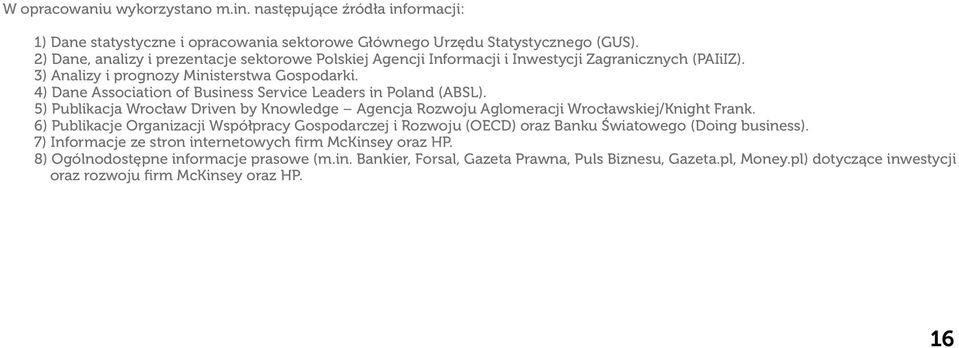 4) Dane Association of Business Service Leaders in Poland (ABSL). 5) Publikacja Wrocław Driven by Knowledge Agencja Rozwoju Aglomeracji Wrocławskiej/Knight Frank.