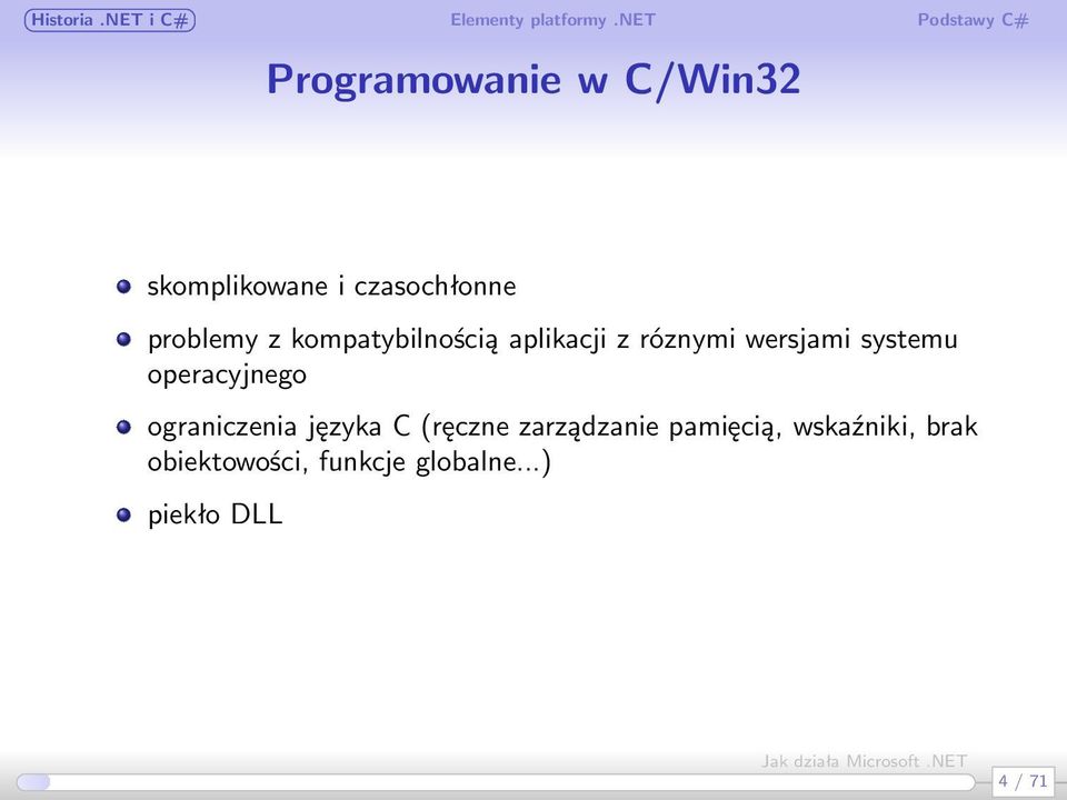 operacyjnego ograniczenia języka C (ręczne zarządzanie