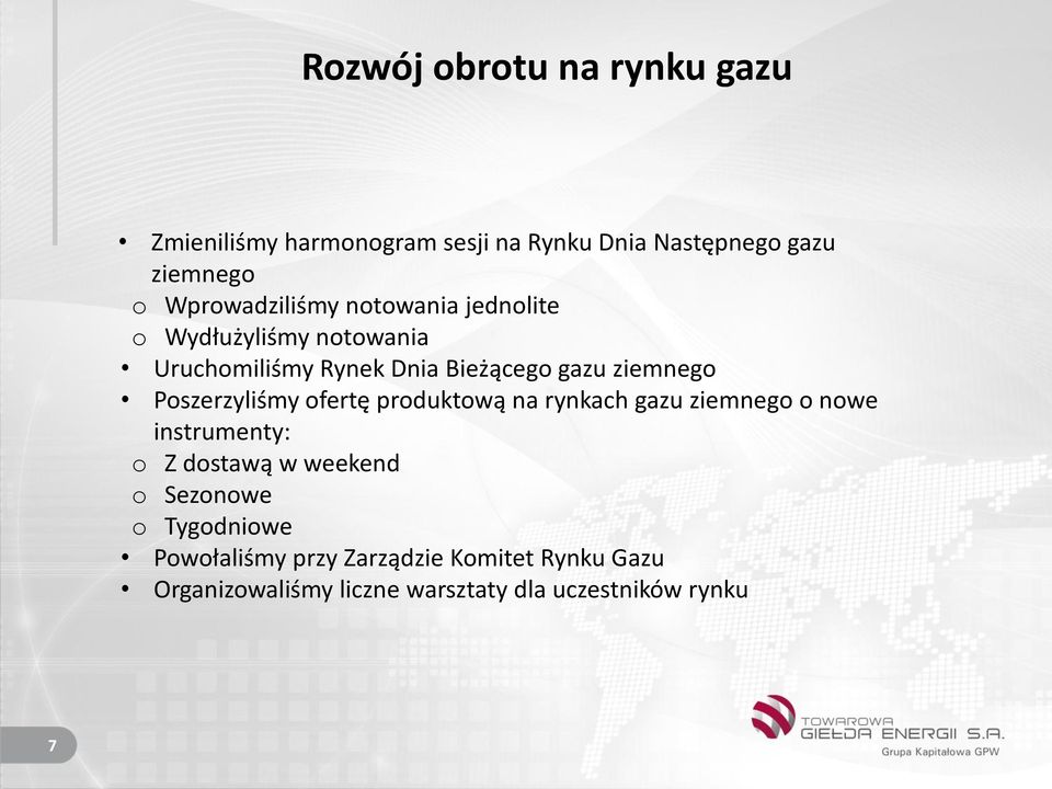 Poszerzyliśmy ofertę produktową na rynkach gazu ziemnego o nowe instrumenty: o Z dostawą w weekend o