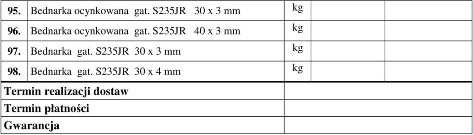 S235JR 40 x 3 mm 97. Bednarka gat.