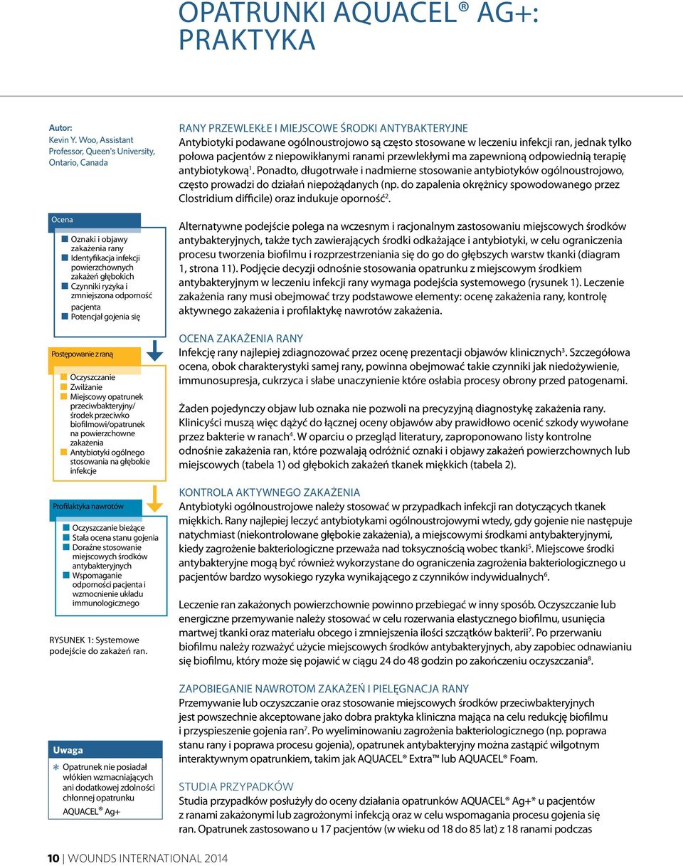 pacjenta Potencjał gojenia się Postępowanie z raną Oczyszczanie Zwilżanie Miejscowy opatrunek przeciwbakteryjny/ środek przeciwko biofilmowi/opatrunek na powierzchowne zakażenia Antybiotyki ogólnego