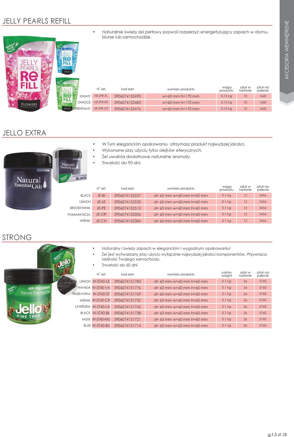 15 kg 10 1600 JELLO EXTRA W Tym eleganckim opakowaniu otrzymasz produkt najwyższej jakości. Wykonane przy użyciu tylko olejków eterycznych. Żel uwalnia dodatkowe naturalne aromaty. Trwałość do 90 dni.