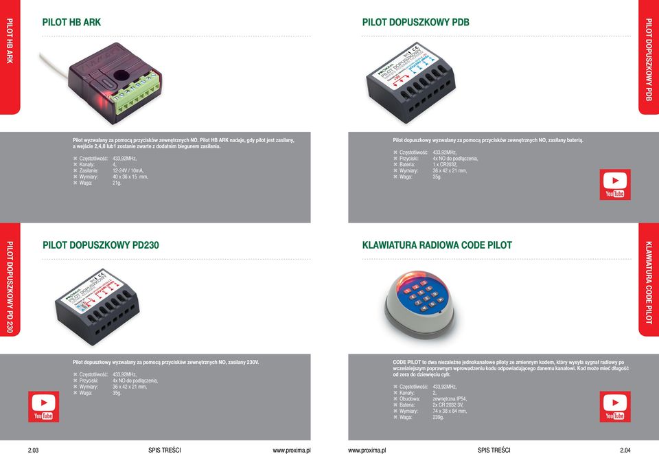 t Częstotliwość: 433,92MHz, t Kanały: 4, t Zasilanie: 12-24V / 10mA, t Wymiary: 40 x 36 x 15 mm, t Waga: 21g. Pilot dopuszkowy wyzwalany za pomocą przycisków zewnętrznych NO, zasilany baterią.