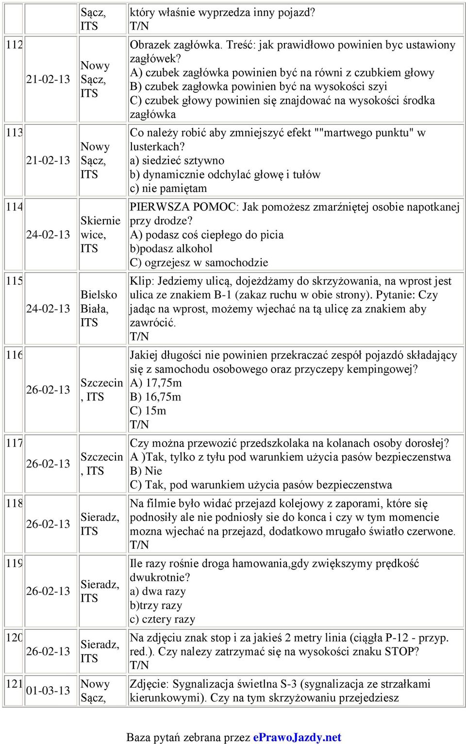 Treść: jak prawidłowo powinien byc ustawiony zagłówek?