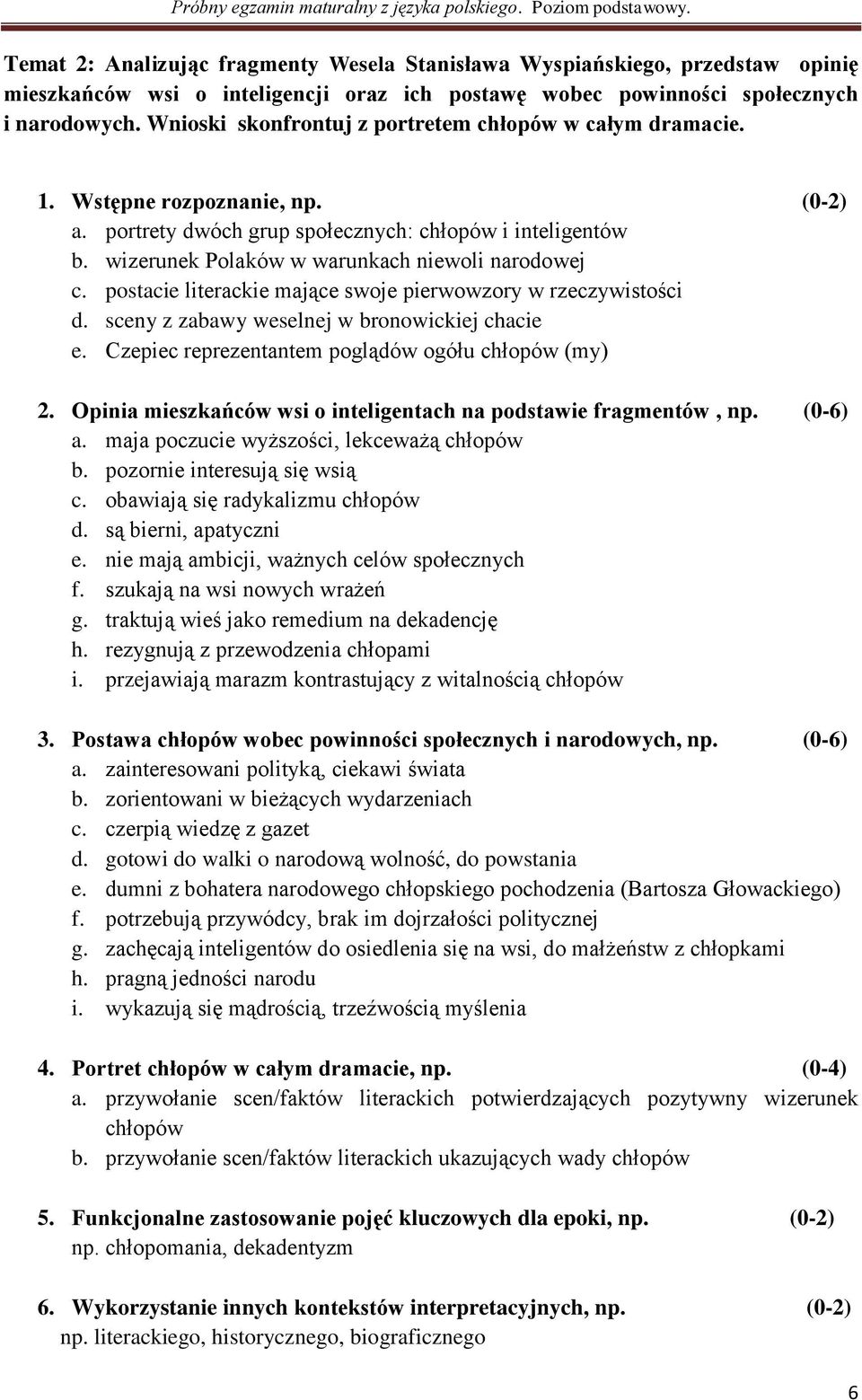 postacie literackie mające swoje pierwowzory w rzeczywistości d. sceny z zabawy weselnej w bronowickiej chacie e. Czepiec reprezentantem poglądów ogółu chłopów (my) 2.