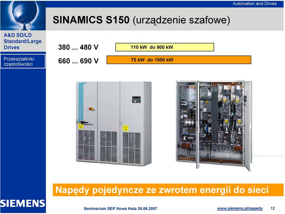 .. 690 V 75 kw do 1500 kw Napędy pojedyncze